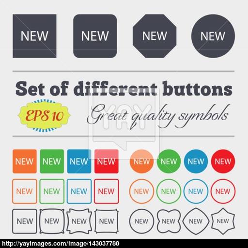 New Sign Icon Arrival Button Symbol Big Set Of Colorful, Diverse