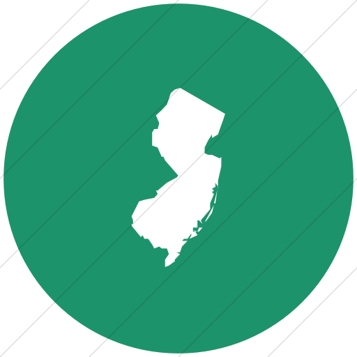 Flat Circle White On Aqua Us States New Jersey Icon