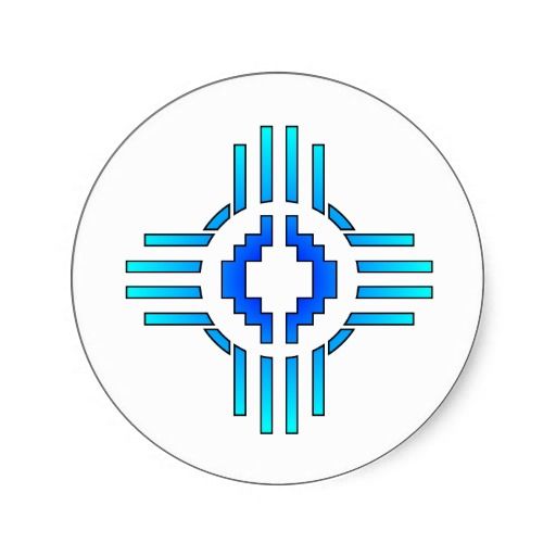 Zia Sun Sign Blue Classic Round Sticker Me Symbols, New Mexico