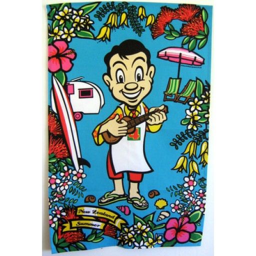 Summer Ukulele Mr Four Square Tea Towel Kiwiana