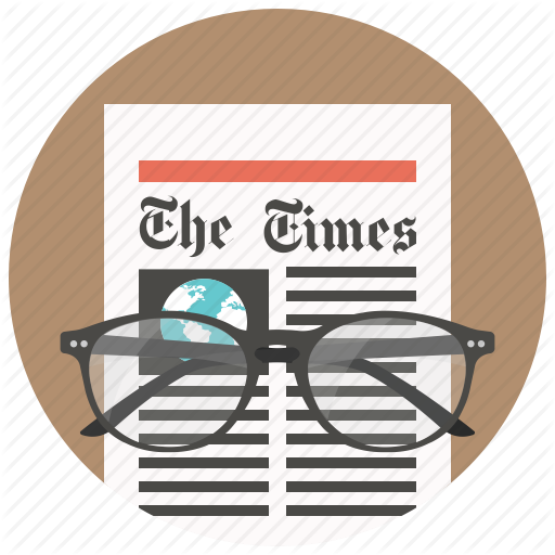 News, Press, Media, Newspaper, Print, Glasses, Newsletter Icon