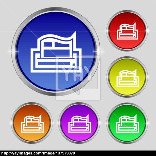 Newspaper Icon Sign Round Symbol On Bright Colourful Buttons