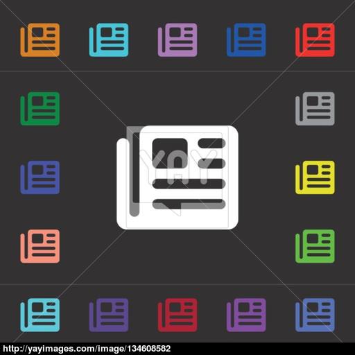 Book, Newspaper Icon Sign Lots Of Colorful Symbols For Your