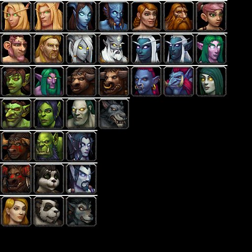 New Character Creation Icons, Including Some Of The New Races Wow
