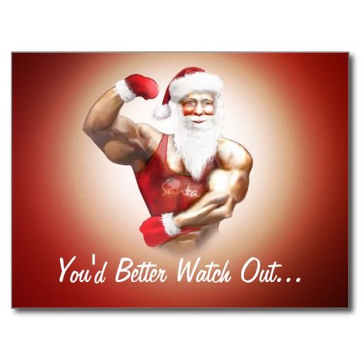 Funny Naughty Strong Muscular Santa Claus Postcard