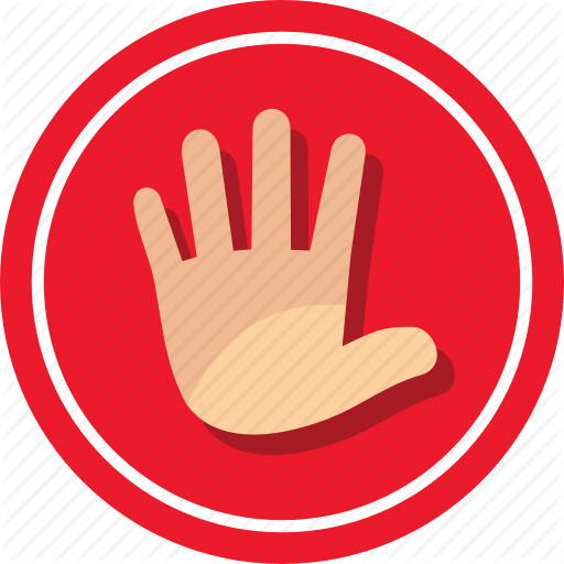Forbidden, Halt, Hi Five, No, No Entry, Pause, Stop Icon