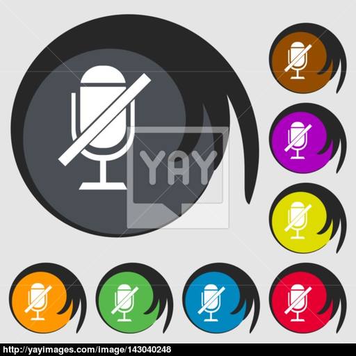 No Microphone Sign Icon Speaker Symbol Symbols On Eight Colored