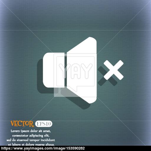 No Volume Icon On The Blue Green Abstract Background With Shadow