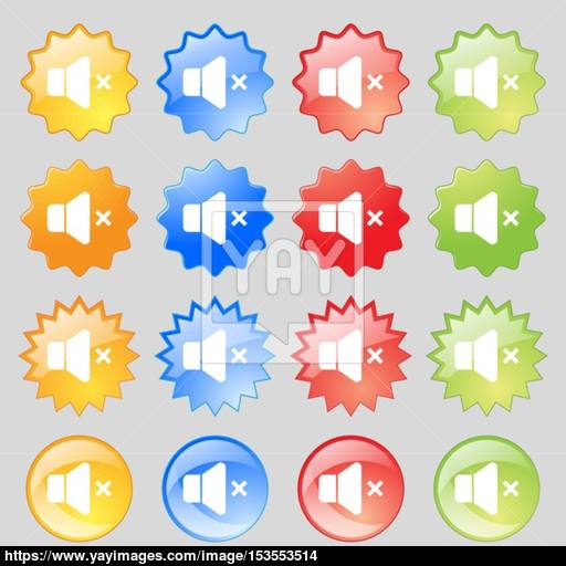 No Volume Icon Sign Big Set Of Colorful Modern Buttons