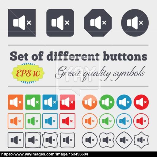 No Volume Icon Sign Big Set Of Colorful, Diverse, High Quality