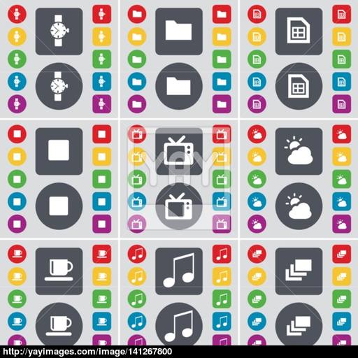 Wrist Watch, Folder, File, Media Stop, Retro Tv, Cloud, Cup, Not