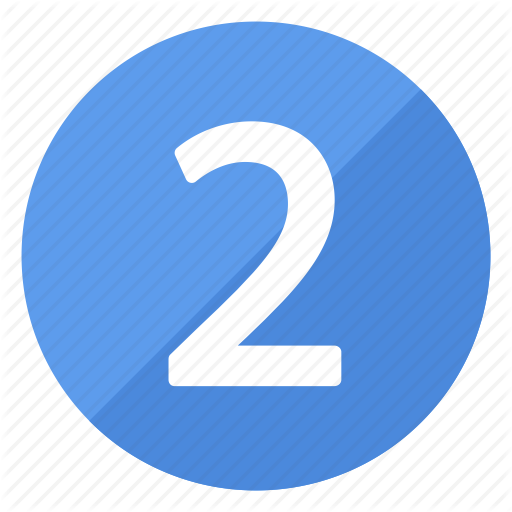 Blue, Circle, Circular, Number, Round, Two Icon