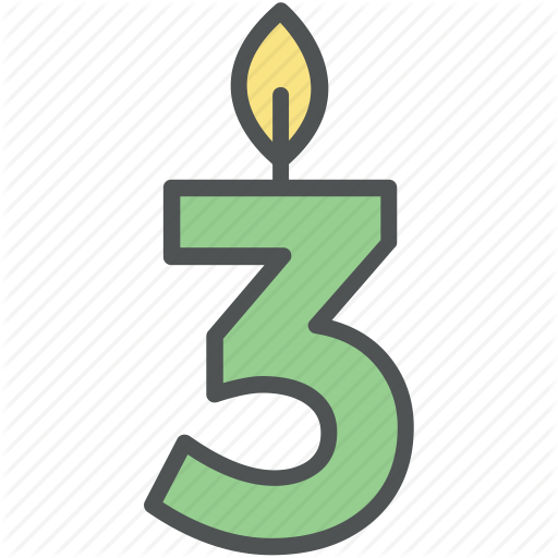 Birthday Candle, Birthday Decorations, Burning Candle, Third