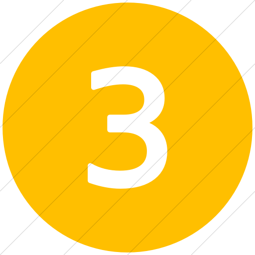 Flat Circle White On Yellow Alphanumerics Number Icon