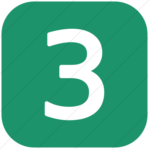 Flat Rounded Square White On Aqua Alphanumerics Number