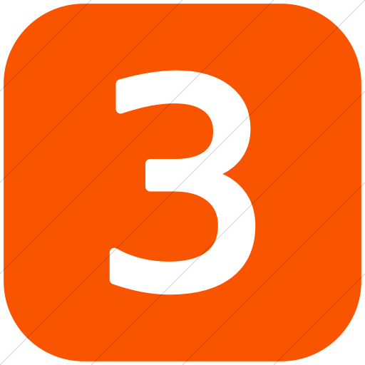 Flat Rounded Square White On Orange Alphanumerics