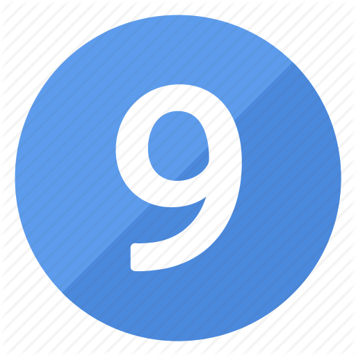 Blue, Circle, Circular, Nine, Number, Round Icon