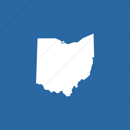 Flat Square White On Blue Us States Ohio Icon