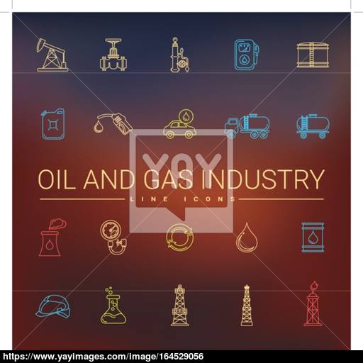 Oil And Gas Industry Line Icons Vector