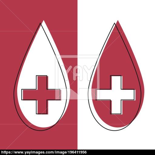 Red Blood Drop Icon In Line Desidn Red Blood Drop Vector