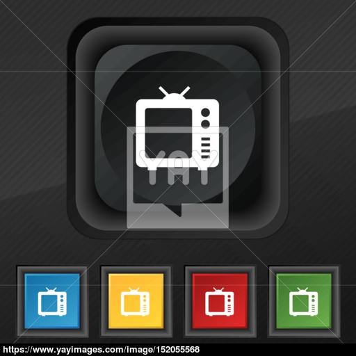 Old Tv, Television Icon Symbol Set Of Five Colorful, Stylish