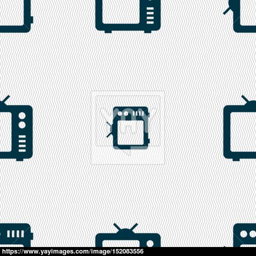 Old Tv, Television Icon Sign Seamless Pattern With Geometric
