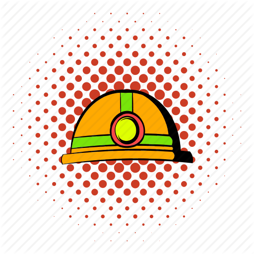 Coal, Comics, Flashlight, Halftone, Helmet, Orange, Red Icon