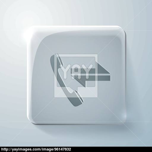 Incoming And Outgoing Call Glass Square Icon Vector