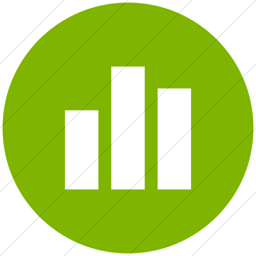Flat Circle White On Green Raphael Bar Chart Icon