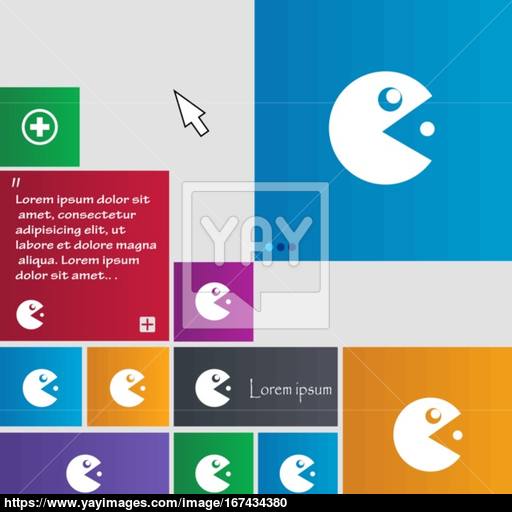 Pac Man Icon Sign Buttons Modern Interface Website Buttons