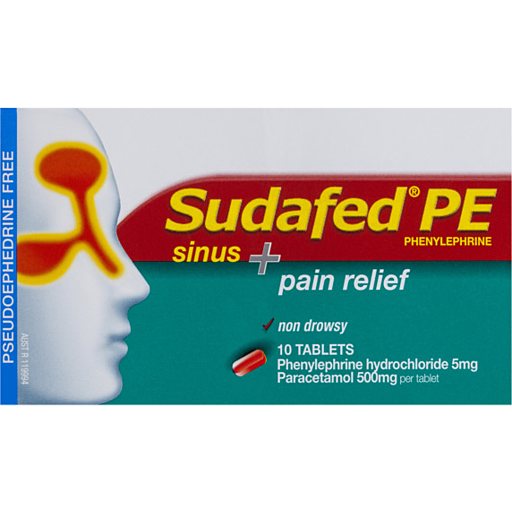Sudafed Pe Sinus + Pain Relief Non Drowsy Tablets Pack