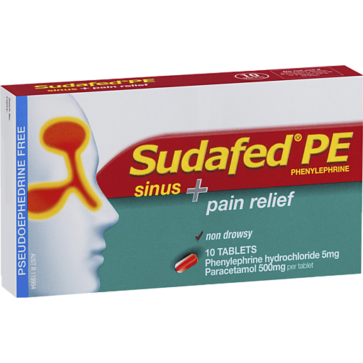 Sudafed Pe Sinus + Pain Relief Tablets Pack