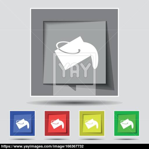 Paint Bucket Icon Sign On Original Five Colored Buttons Vector