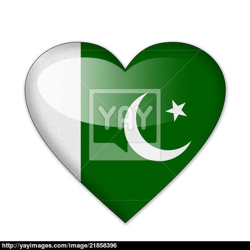 Pakistan Flag In Heart Shape Isolated On White Background Image