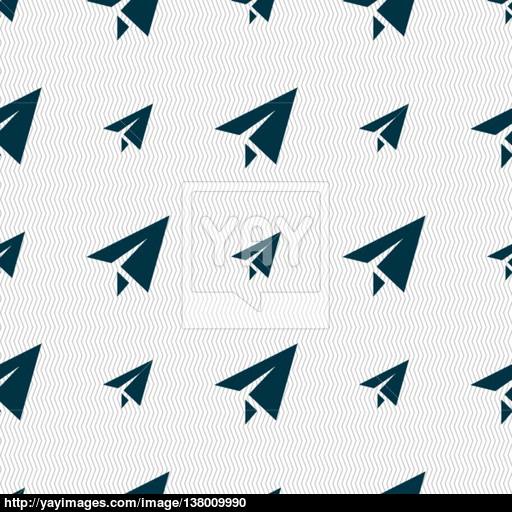 Paper Airplane Icon Sign Seamless Pattern With Geometric Texture