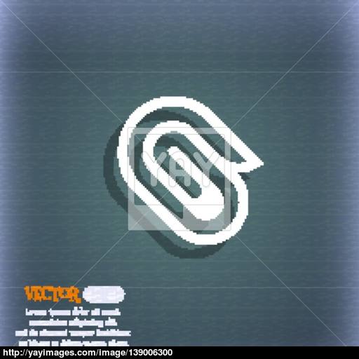 Paper Clip Icon Symbol On The Blue Green Abstract Background