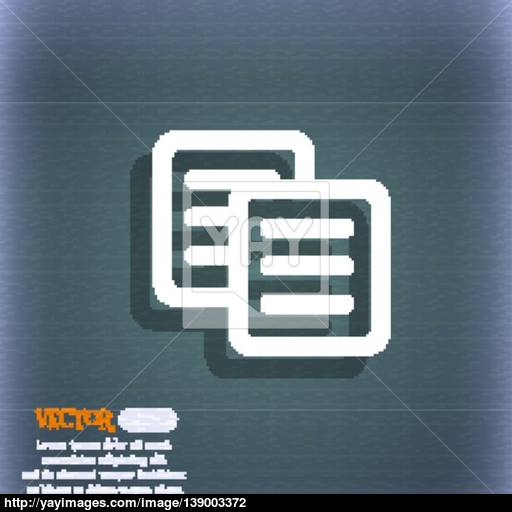 Copy Icon Symbol On The Blue Green Abstract Background With Shadow