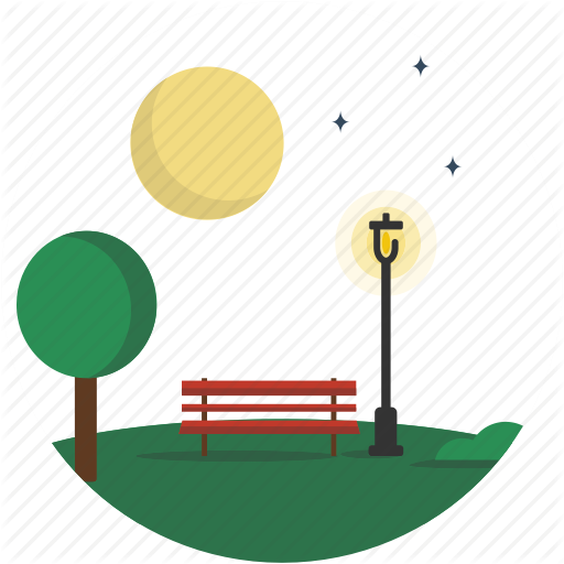 Circle, Lamppost, Landscape, Night, Park, Scenery Icon