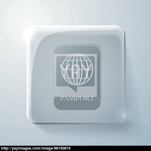 Glass Square Icon International Passport Vector