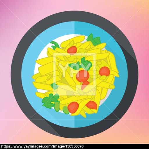 Pasta Penne Flat Vector Icon Vector