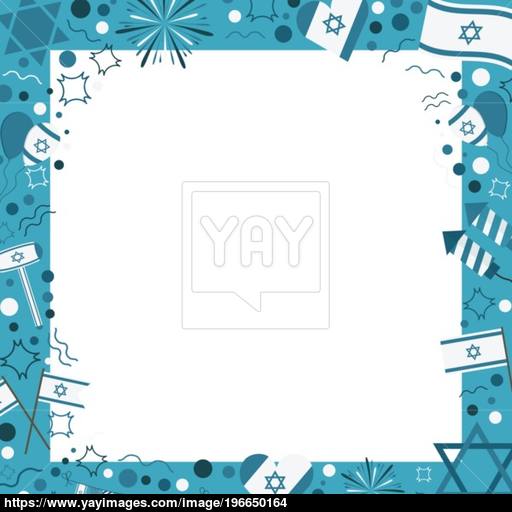 Frame With Israel Independence Day Holiday Flat Design Icons