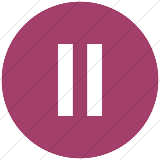 Flat Circle White On Pink Classica Pause Button Icon