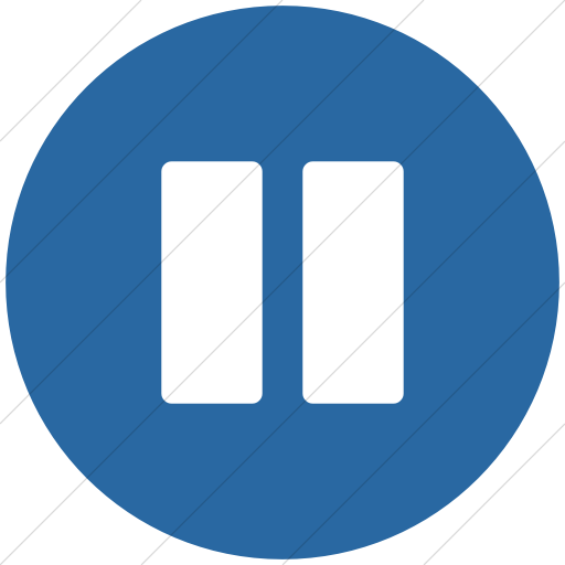 Flat Circle White On Blue Bootstrap Font Awesome Pause Icon