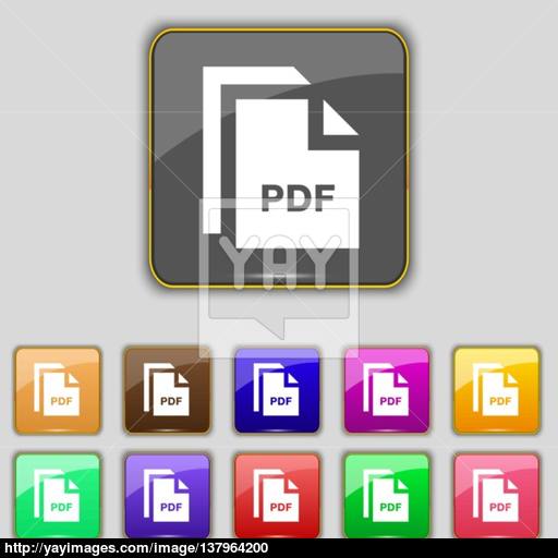 Pdf Icon Sign Set With Eleven Colored Buttons For Your Site