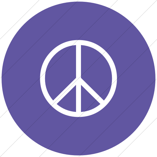 Flat Circle White On Purple Classica Peace Sign Icon