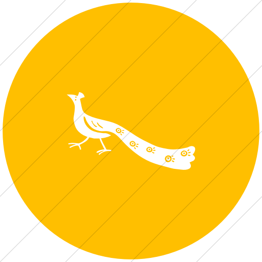 Flat Circle White On Yellow Animals Peacock Icon