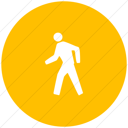 Flat Circle White On Yellow Classica Pedestrian Icon