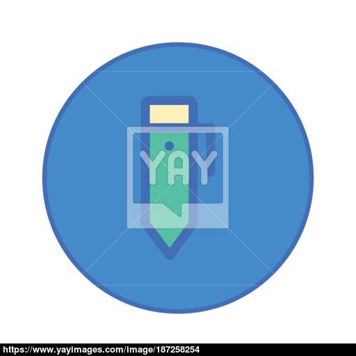 Pen Stationery Office Tool Icon Blue Button Vector