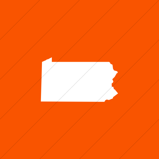 Flat Square White On Orange Us States Pennsylvania Icon