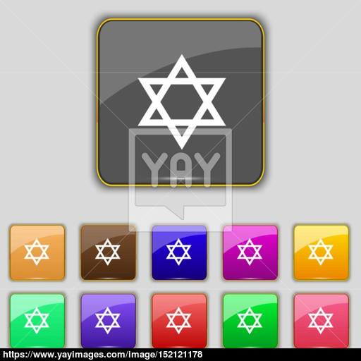Pentagram Icon Sign Set With Eleven Colored Buttons For Your Site